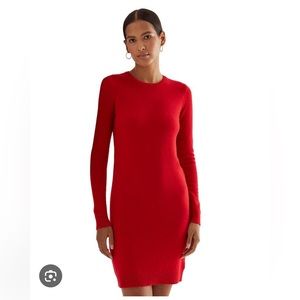 Lauren Ralph Lauren Red Cashmere Blend Sweater Dress